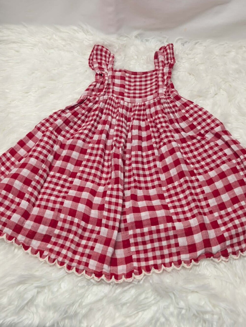 Old Navy Red and White Gingham Ruffle Strap Dress - Picture 2 of 3